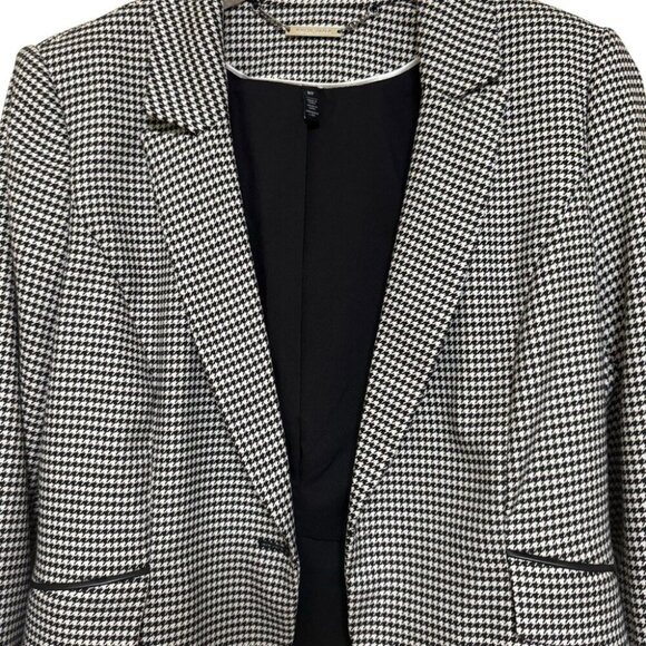 White House Black Market White and Black Houndstooth Blazer Jacket Size 8P - Picture 3 of 12